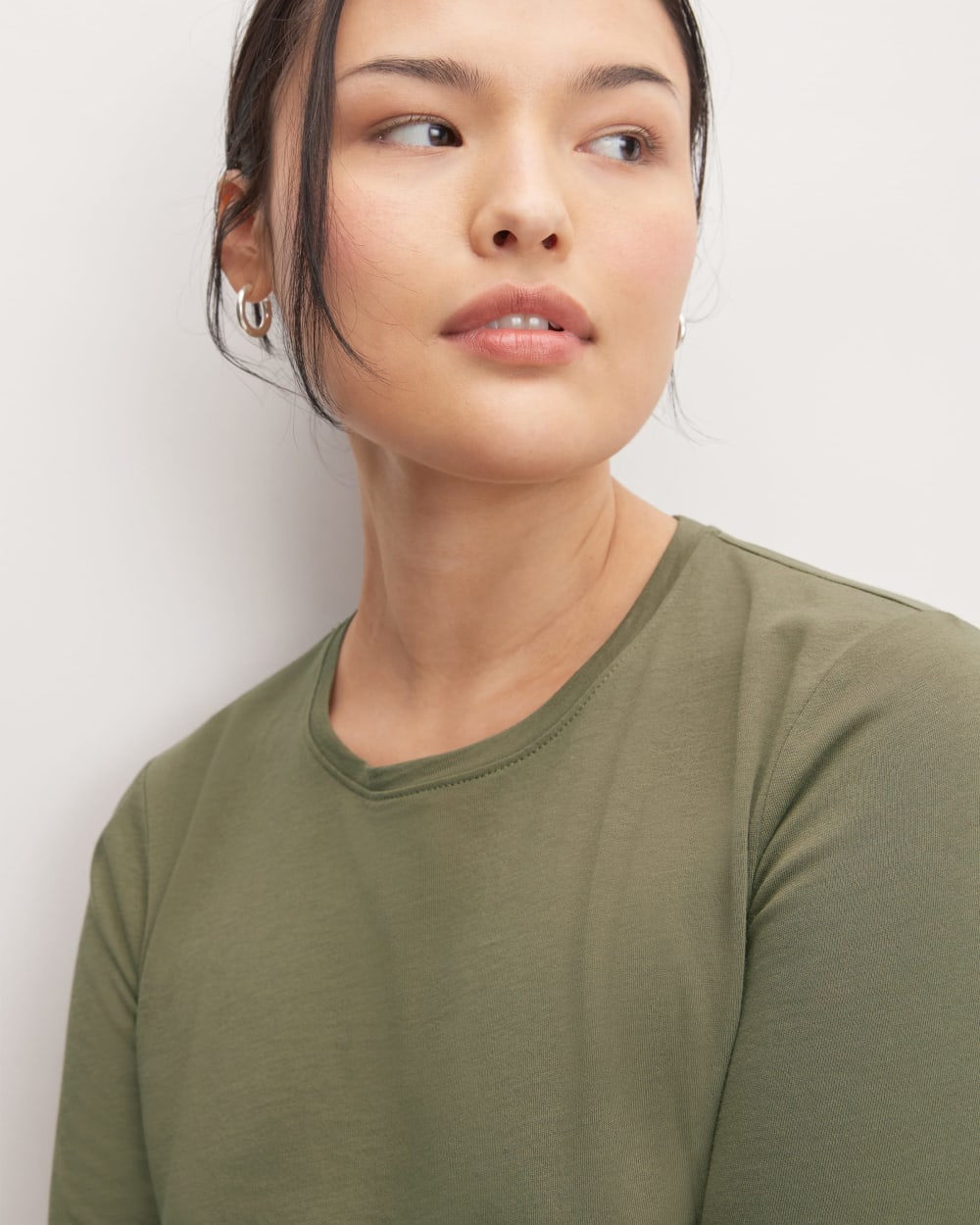 The Organic Cotton Long-Sleeve Crew in Kalamata — detail view