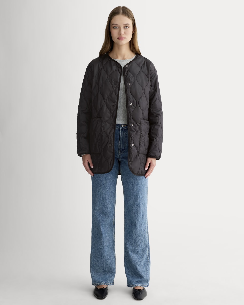 The Quilted Liner in Black — detail view