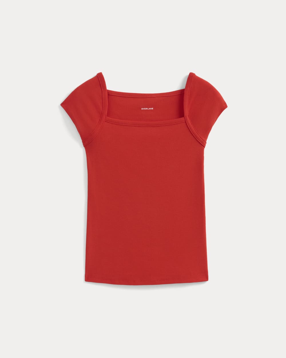 RetroSoft Cotton Square-Neck Tee in Fiery Red — alternate view