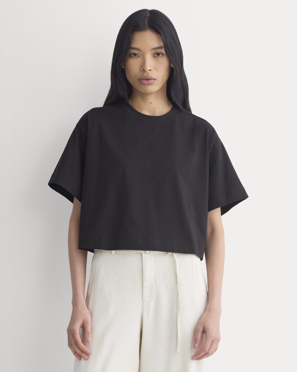 Forever Jersey Cropped Tee in Black — front view