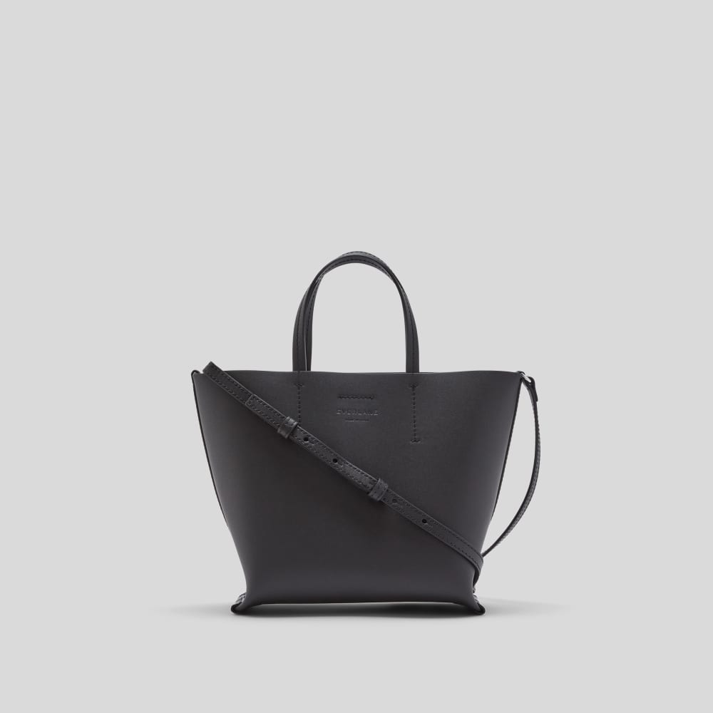 The Luxe Italian Leather Crossbody in Black — front view