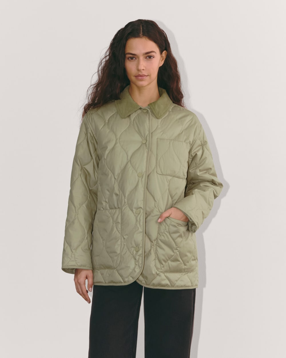 The Quilted Ranch Jacket in Eucalyptus — front view