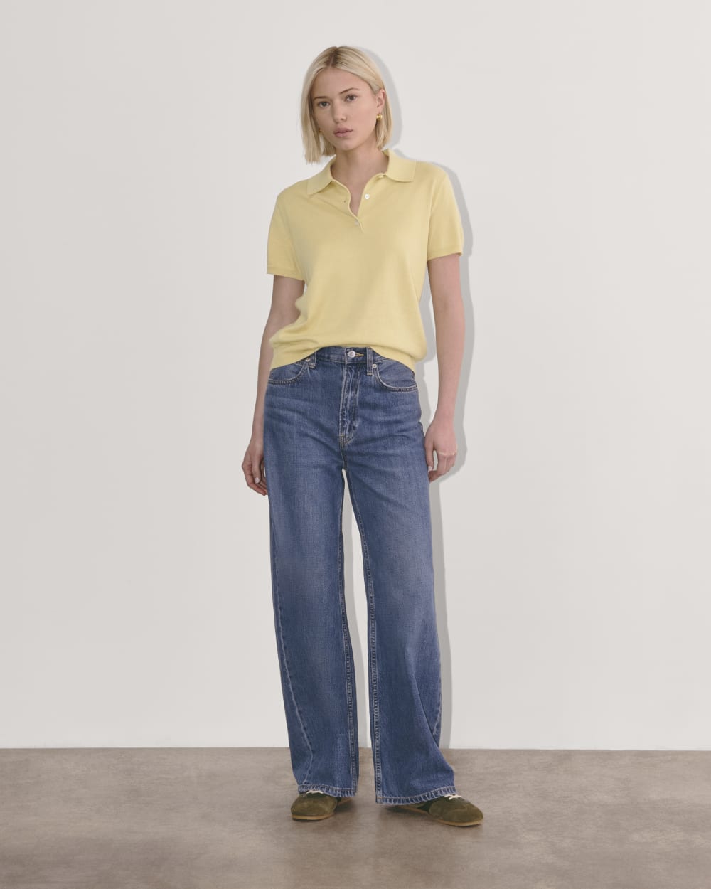 The Polo in Cotton Cashmere in Parsnip — detail view
