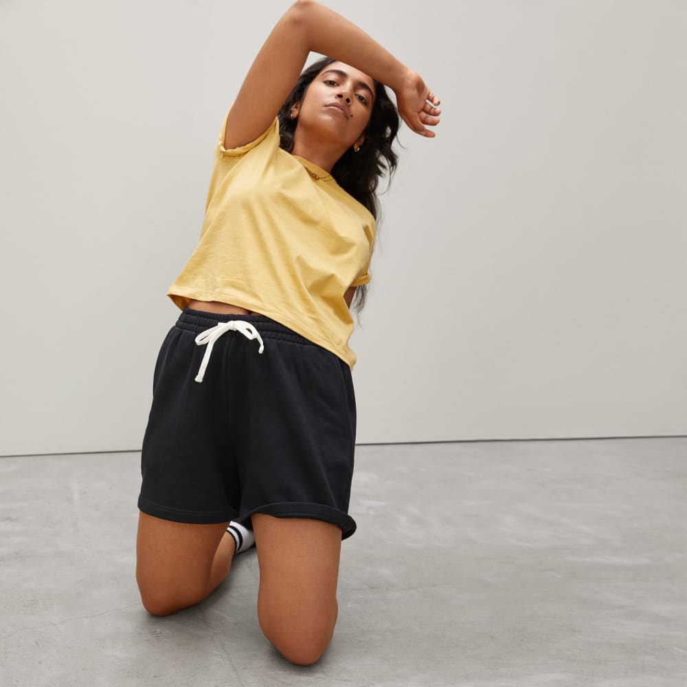 The Track Long Sweatshort in Black — detail view
