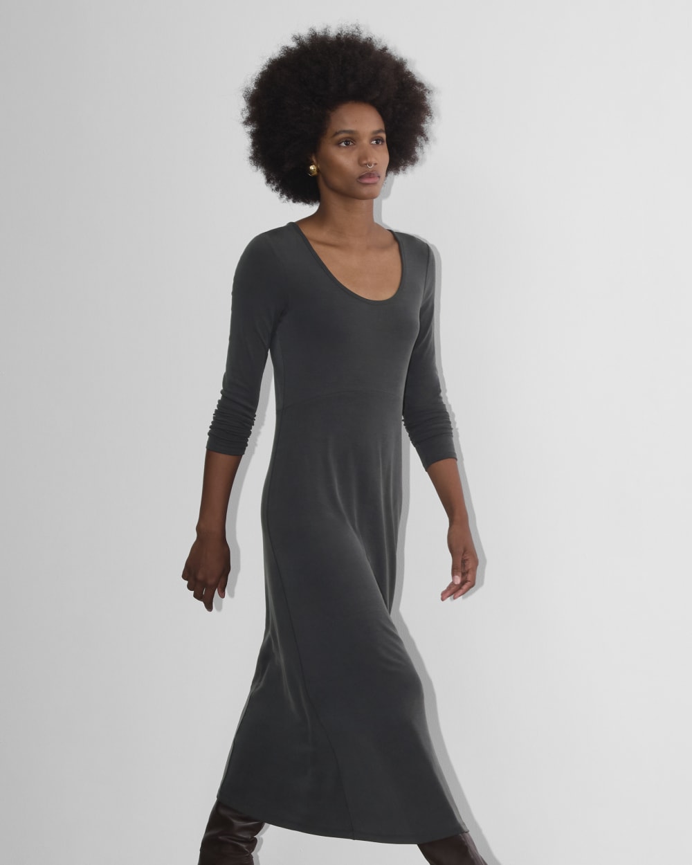 The Maddie Dress in Butterknit in Black — detail view