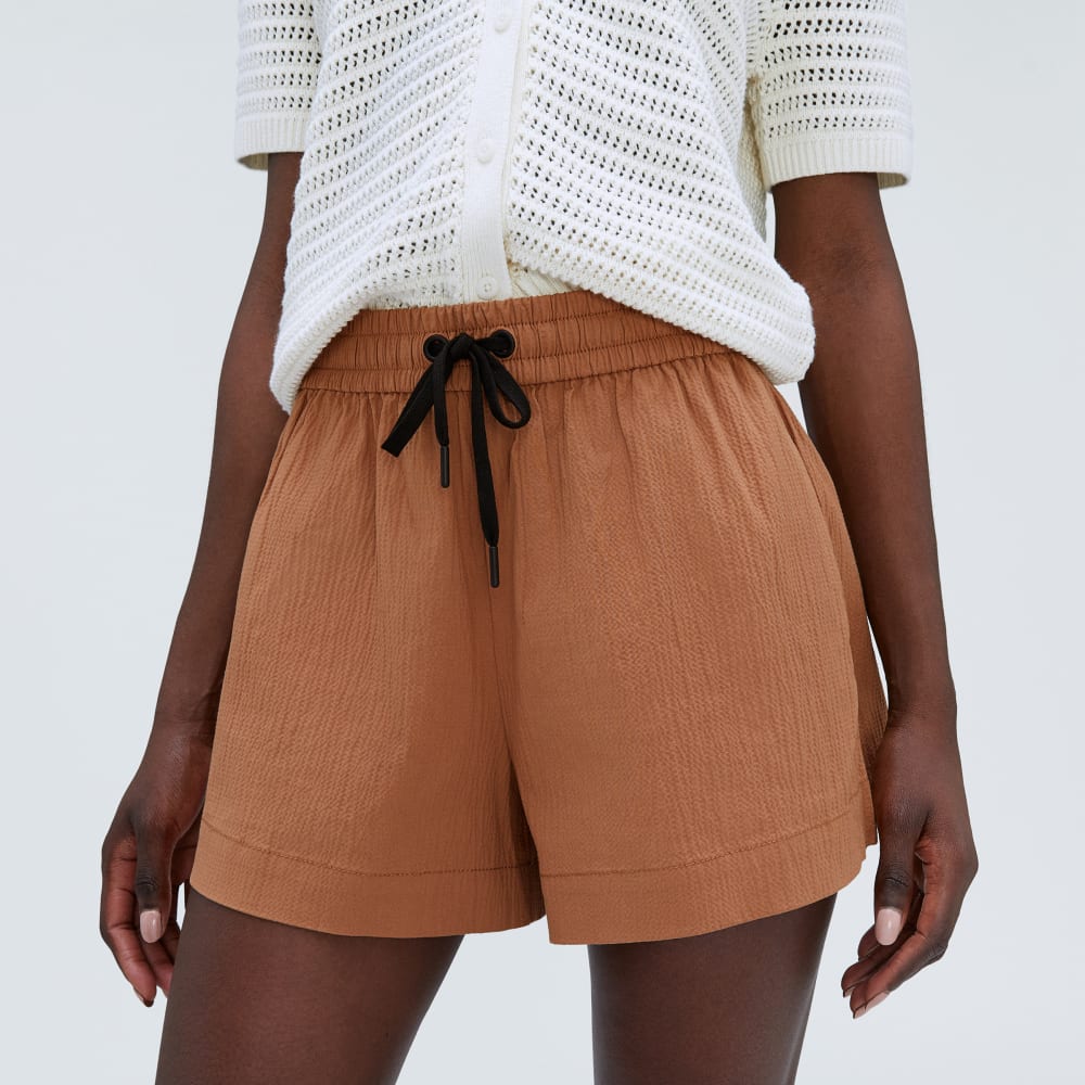 The Seersucker Boxer Short in Tawny Brown — detail view