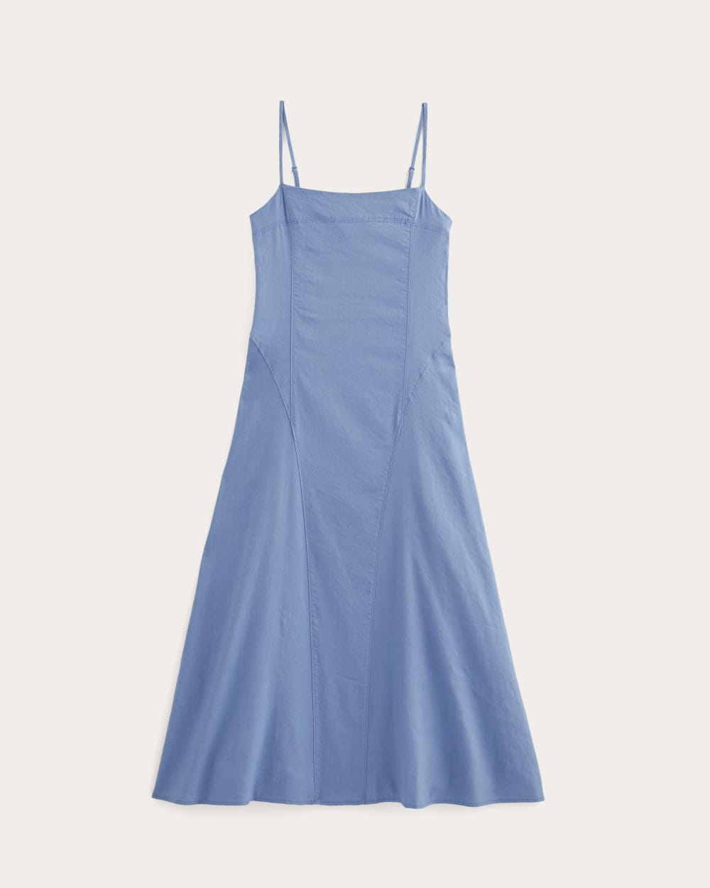 The Seamed Dress in Stretch Linen in Bluebell — alternate view