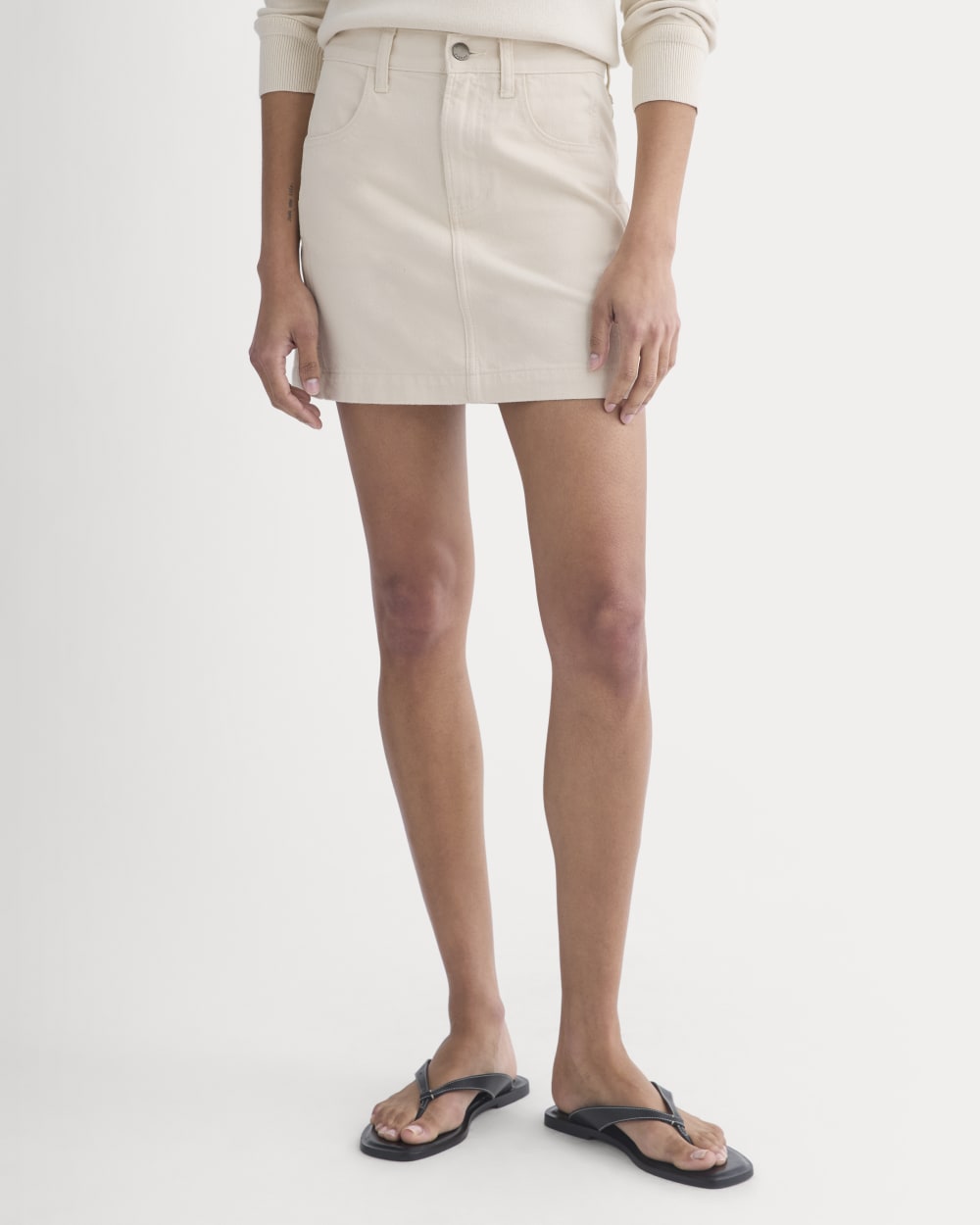 Denim Utility Mini Skirt in Calico Ecru — detail view
