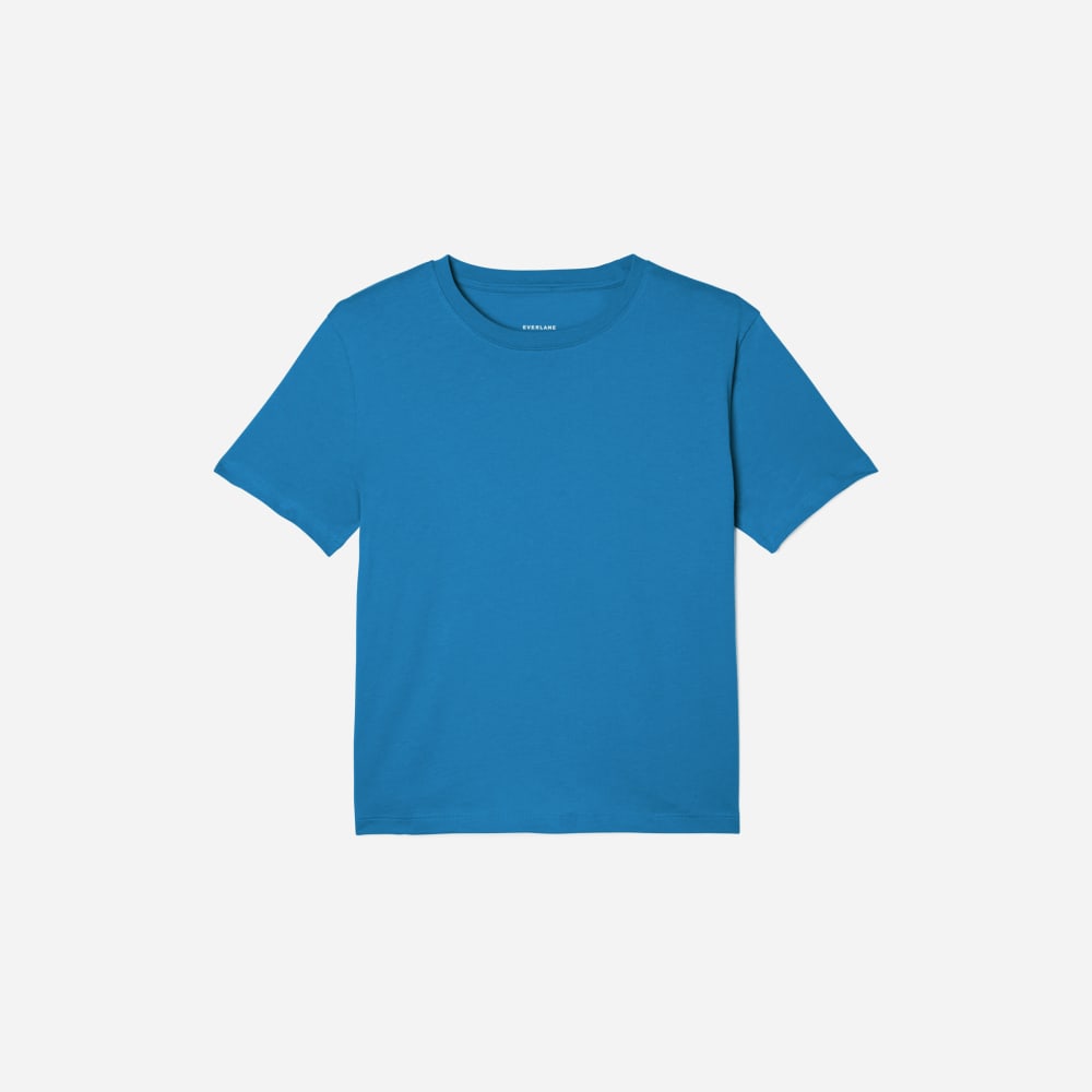 The Box-Cut Tee in Essential Cotton in Horizon Blue — front view