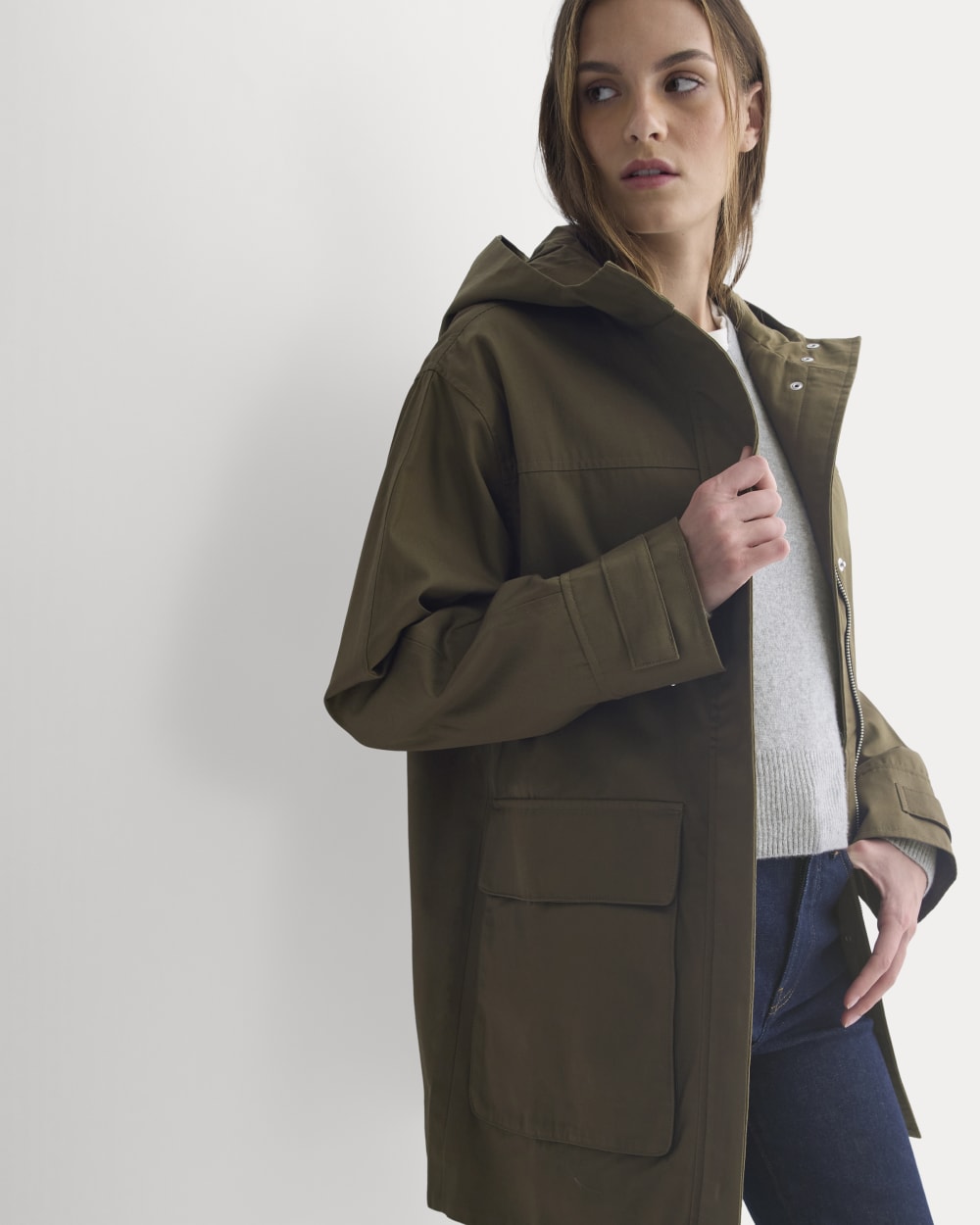 Hooded Field Jacket in Beech — detail view