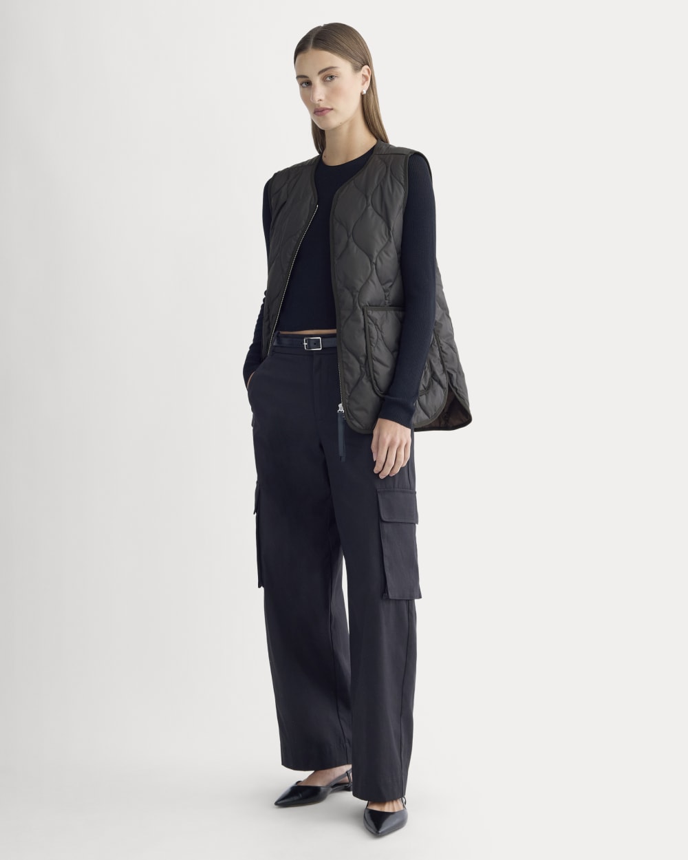 ReNew Quilted Vest in Black — detail view