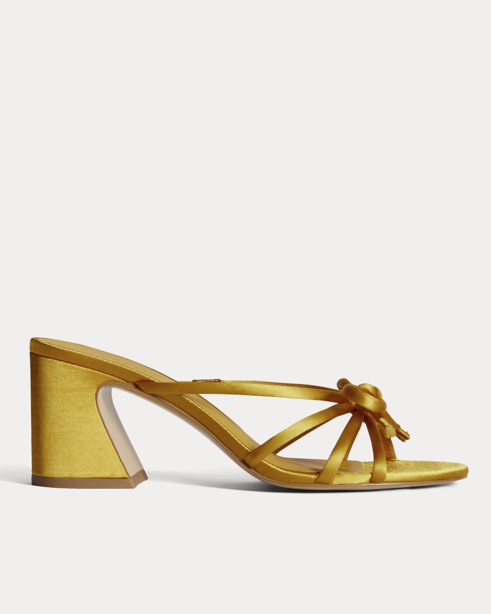 The Bow Heel in Golden Sun Satin — front view
