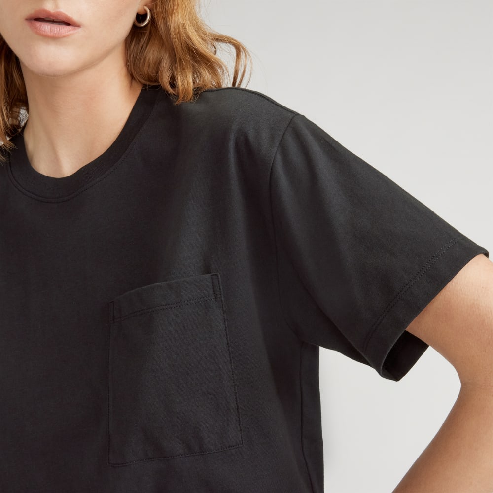 The Organic Cotton Relaxed Pocket Tee in Black — detail view