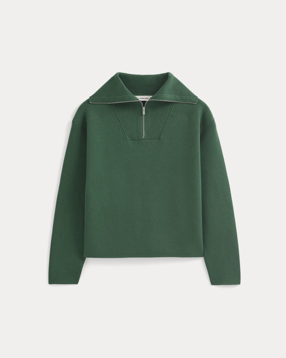 Double Knit Half-Zip in Cotton Merino in Hunter Green — alternate view