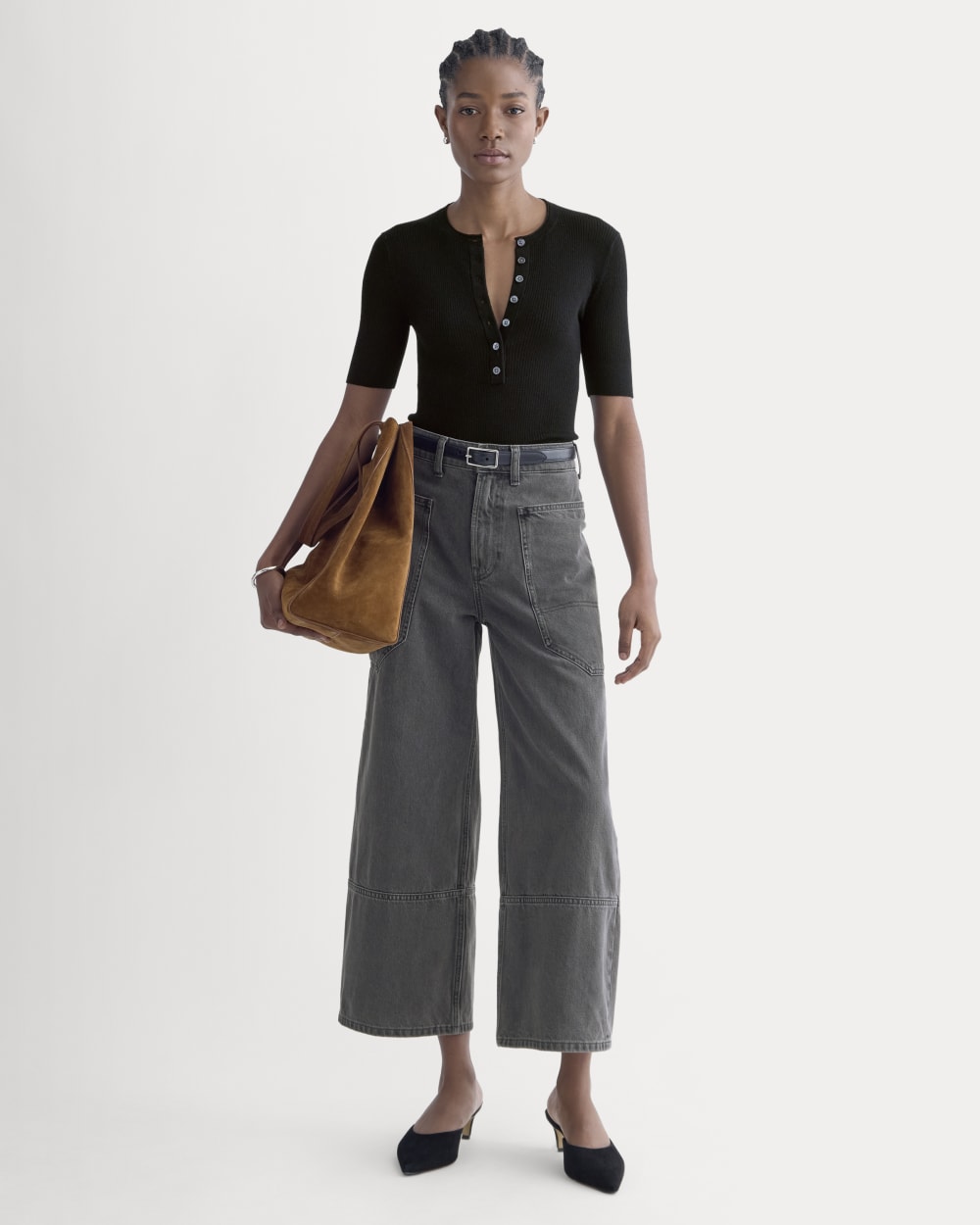 The Way-High® Gardener Cropped Jean in Washed Grey — front view