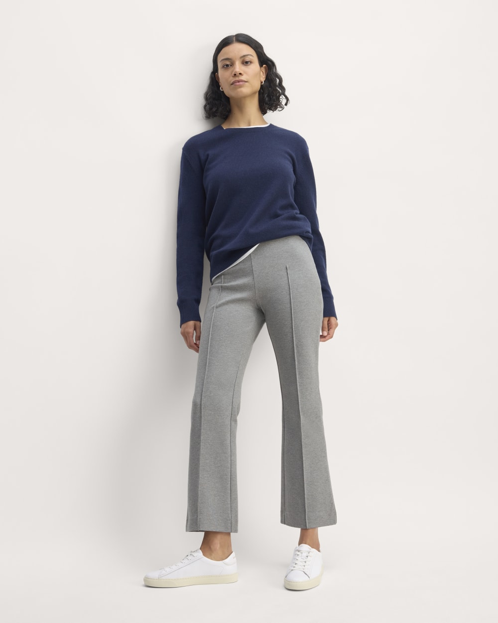 The Dream Kick Flare Pant in Mid Heather Grey — front view