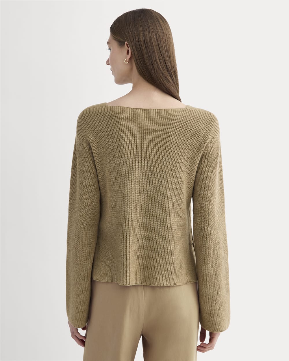 The Boatneck Top in Everyday Cotton in Dark Heathered Camel — detail view