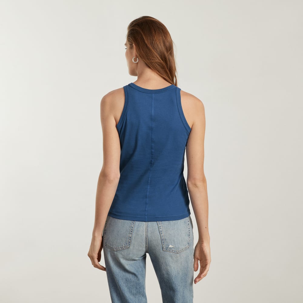 The Tank in Essential Cotton in Deep Blue — detail view