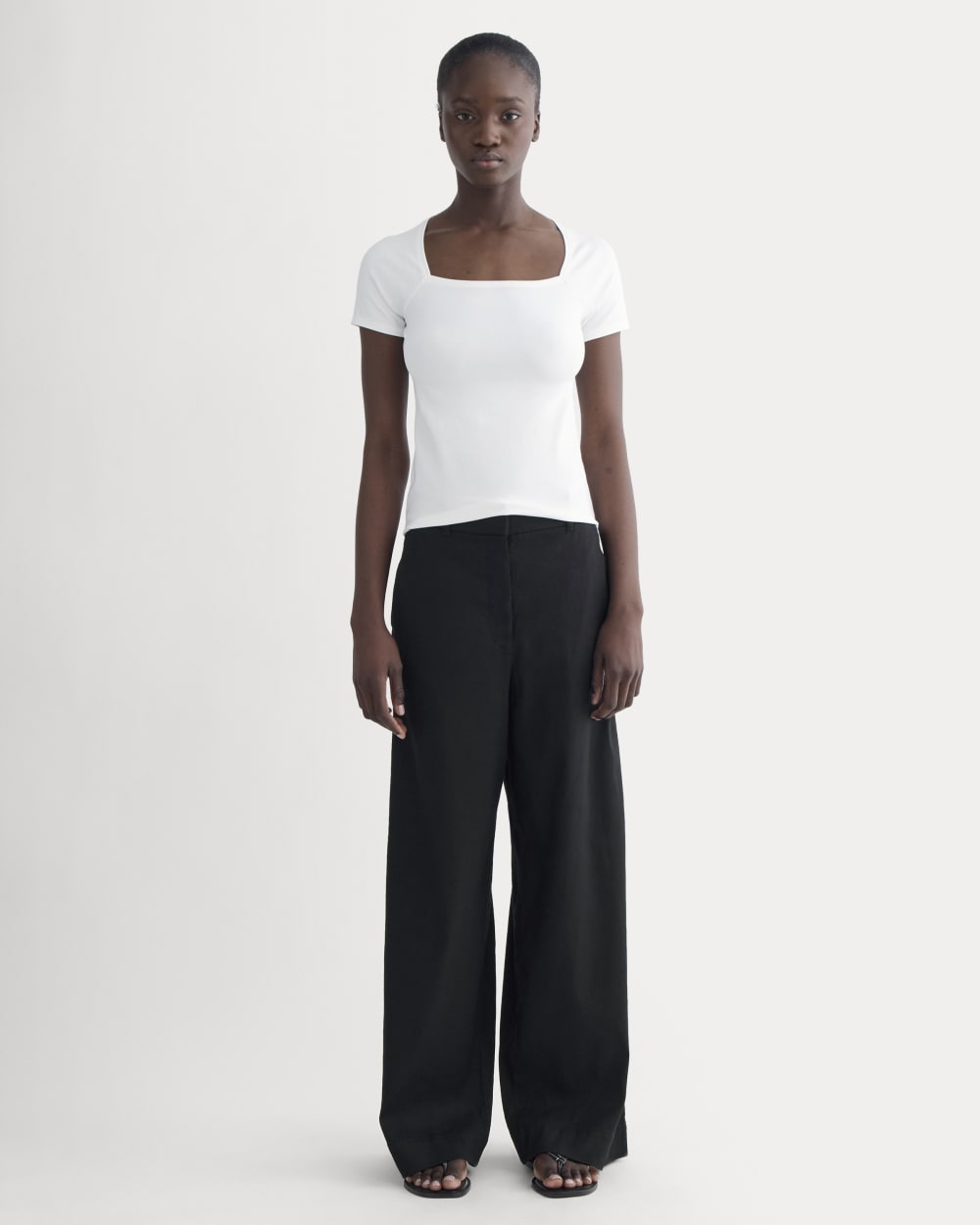 The Form Square-Neck Top in White — detail view