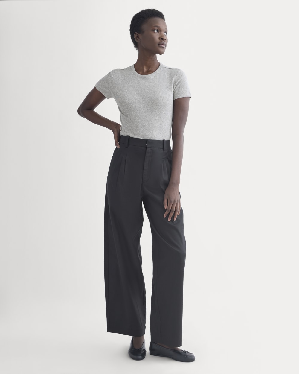 Tissue Short-Sleeve Crew in Heathered Grey — detail view