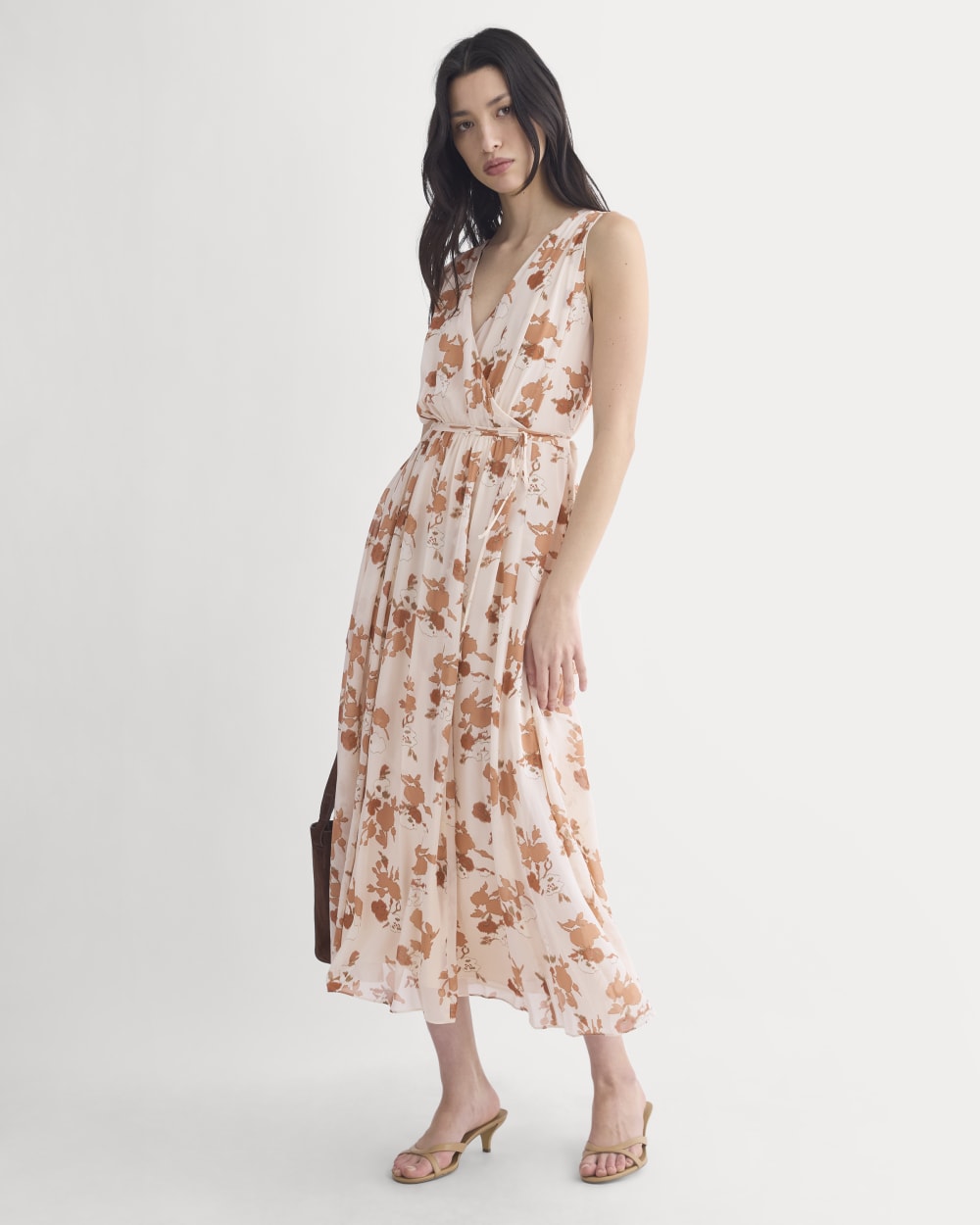 Maxi Dress in Silk Georgette in Soft Floral — front view