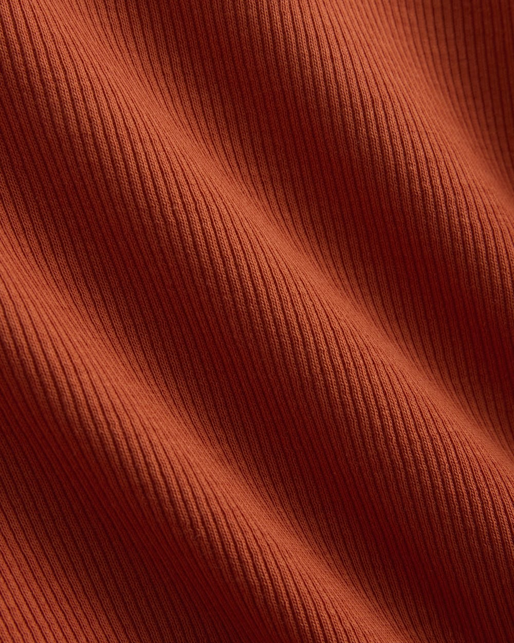 The Luxe Rib Turtleneck in Rust — detail view