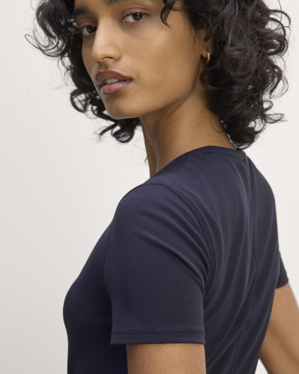 The Form Tee in Navy — detail view