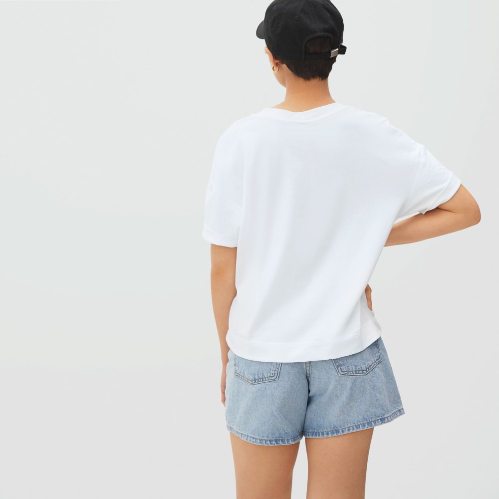 The Organic Cotton Slouchy V-Neck in White — detail view