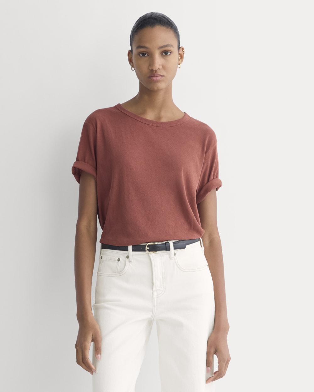 The Air Tee in Henna Red — front view