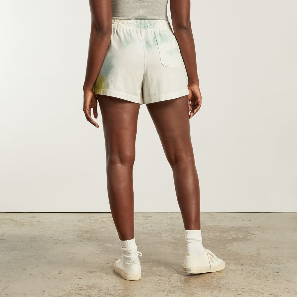 The Retro Jersey Short in Seafoam Tie Dye — detail view
