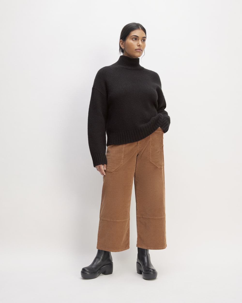 The Cloud Oversized Turtleneck in Black — detail view