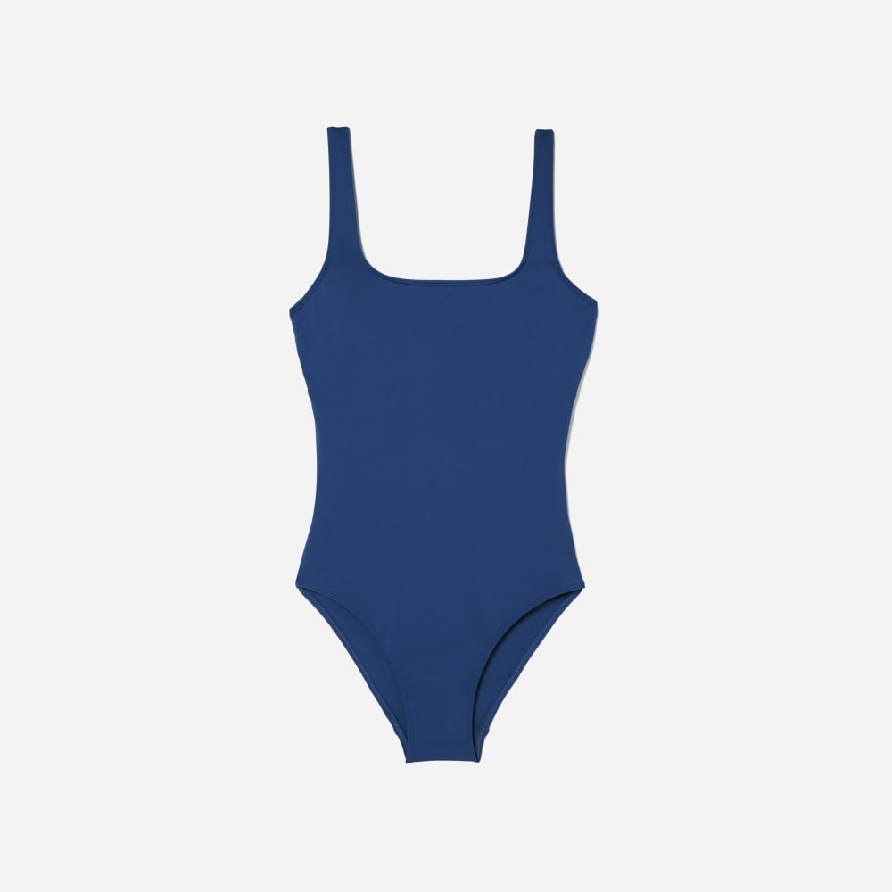 The Square-Neck One-Piece in Blue Dusk — front view