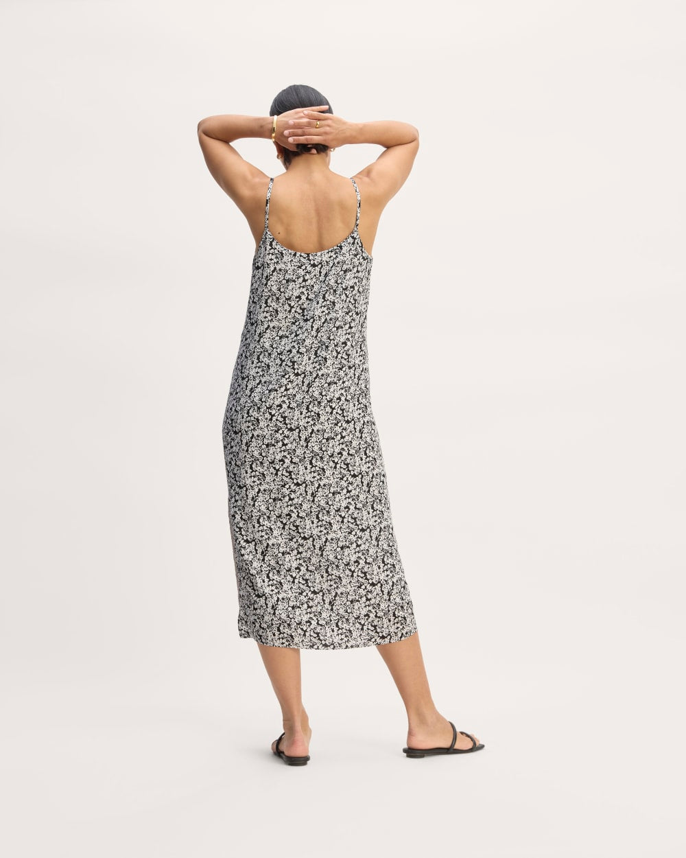 The Summer Slip Dress in Black / Bone Mini Floral — detail view