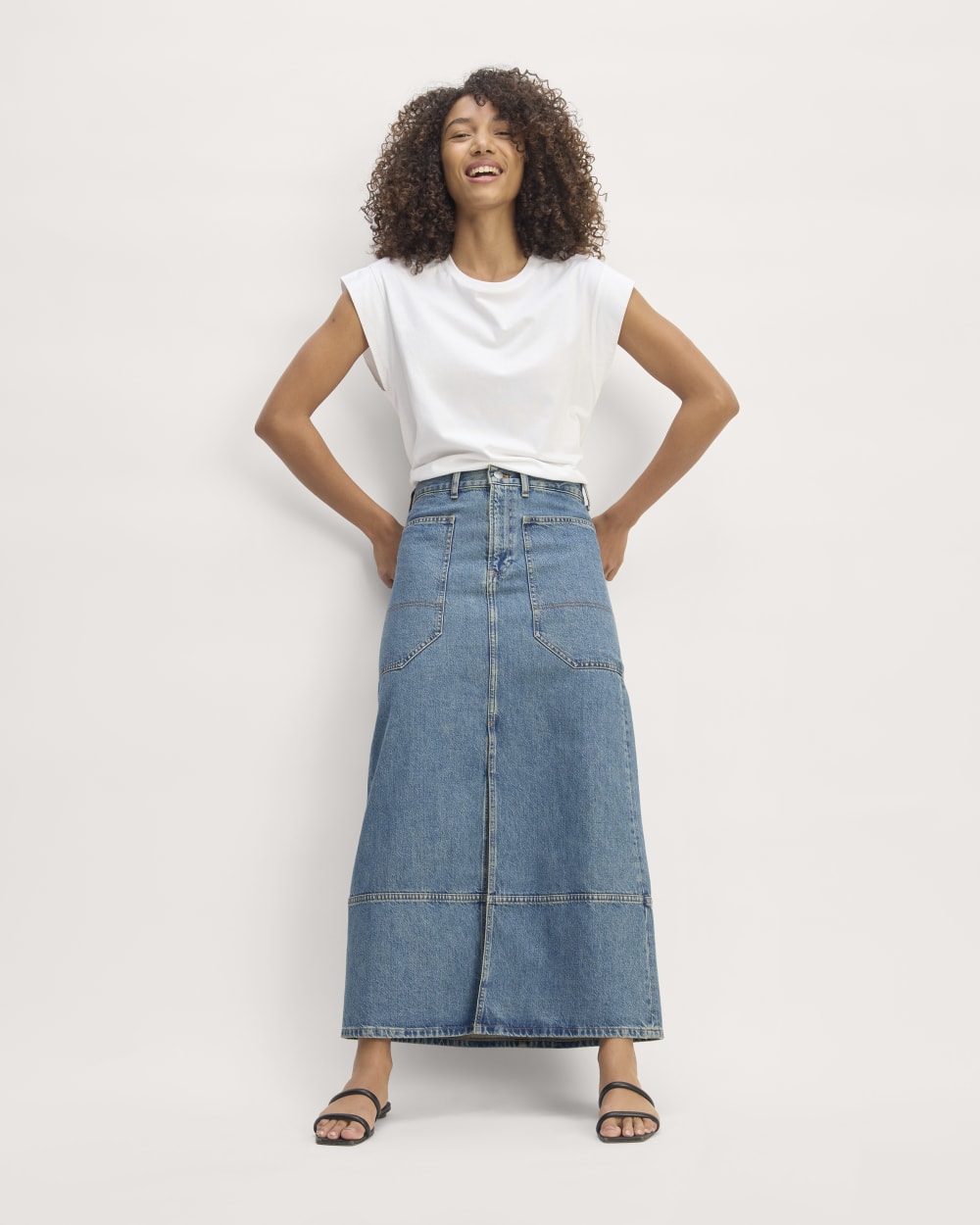 The Gardener Skirt in Medium Indigo — front view