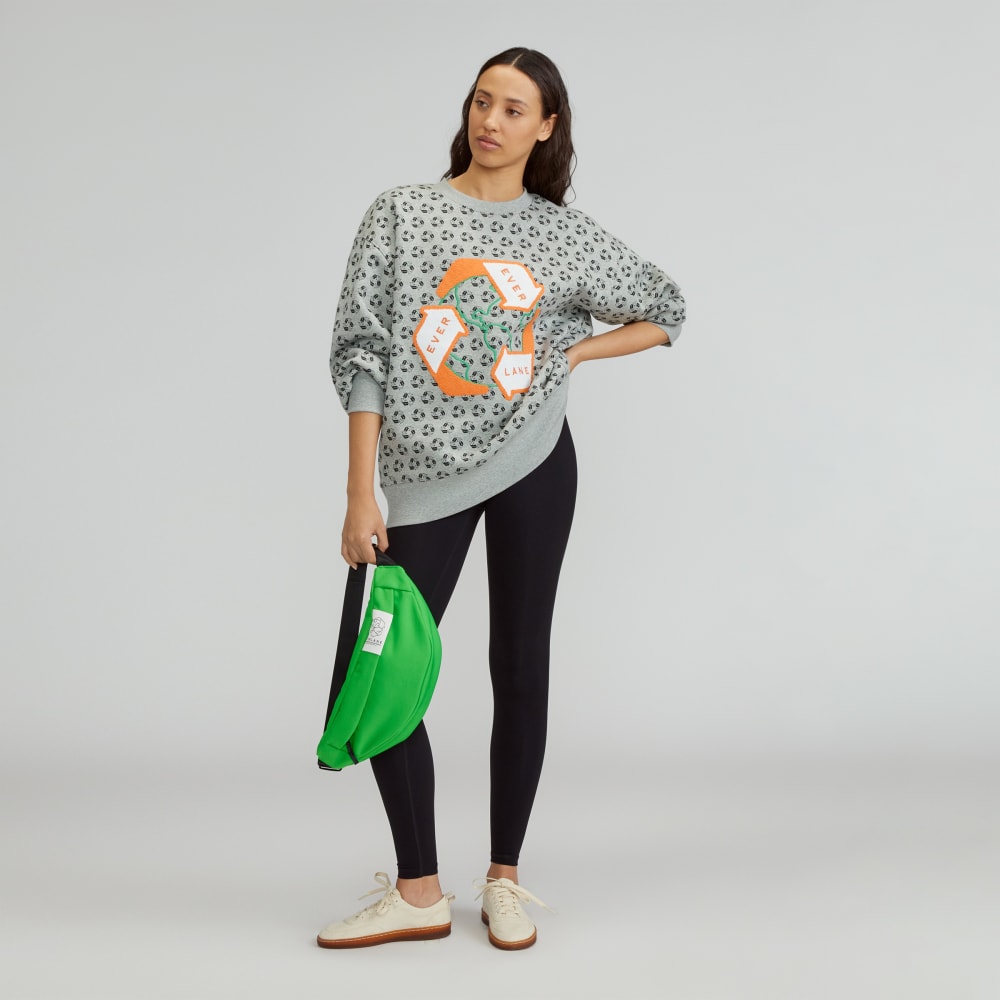 The ReTrack Oversized Crew in Earth Day Grey Multi — detail view