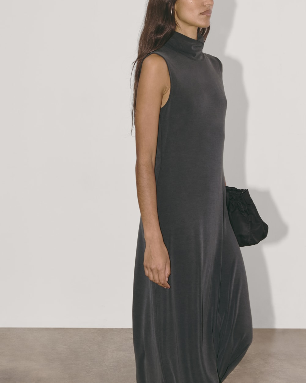 The Madison Dress in Butterknit in Black — detail view