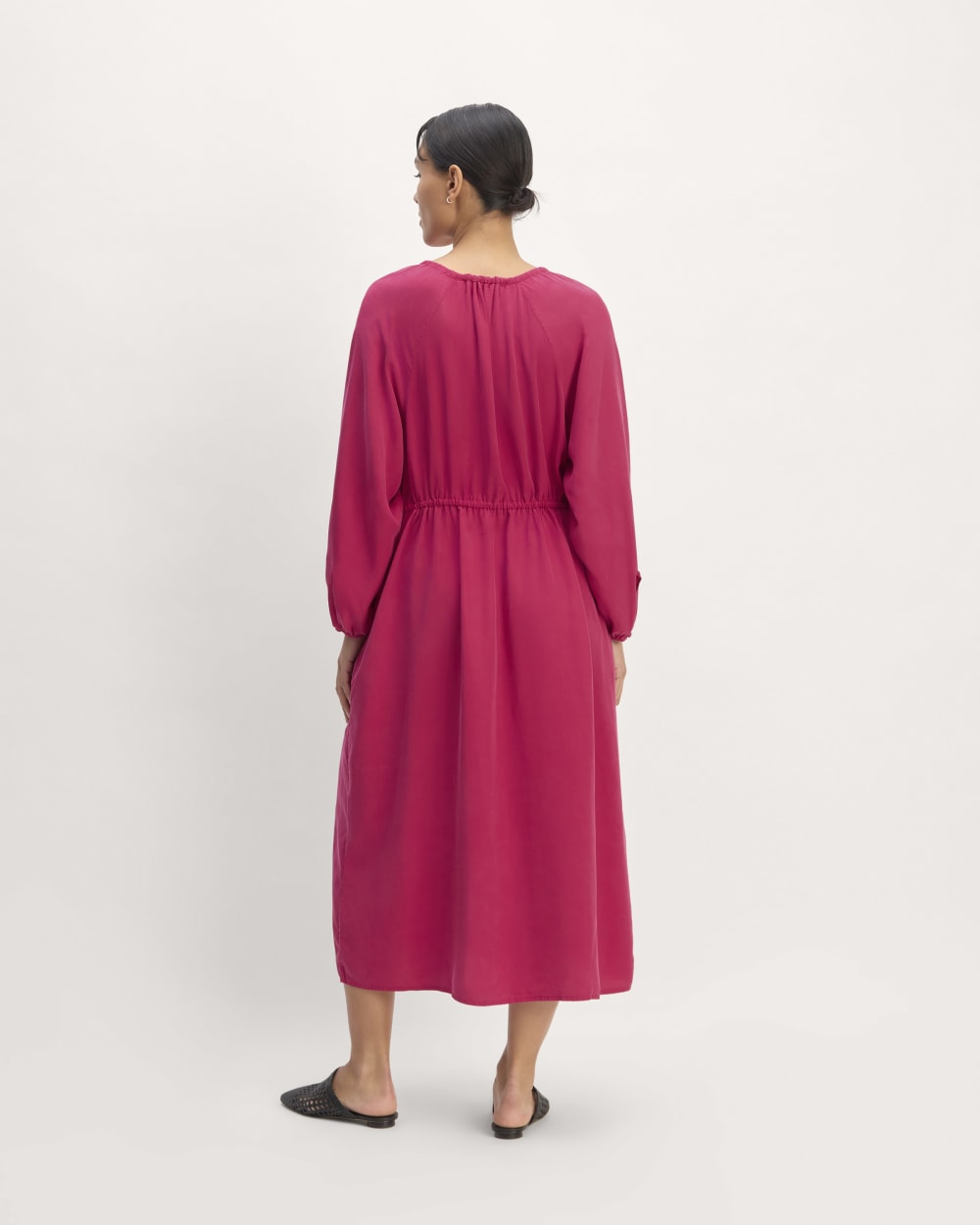 The TENCEL™ Gathered Maxi Dress in Red Currant — detail view