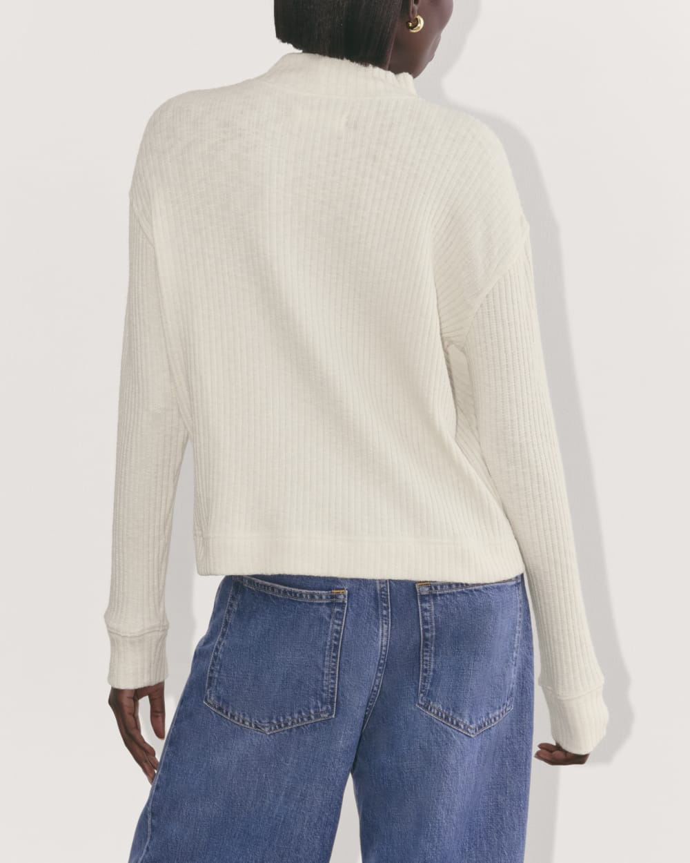 The Cozy Rib Funnel-Neck in Bone — detail view