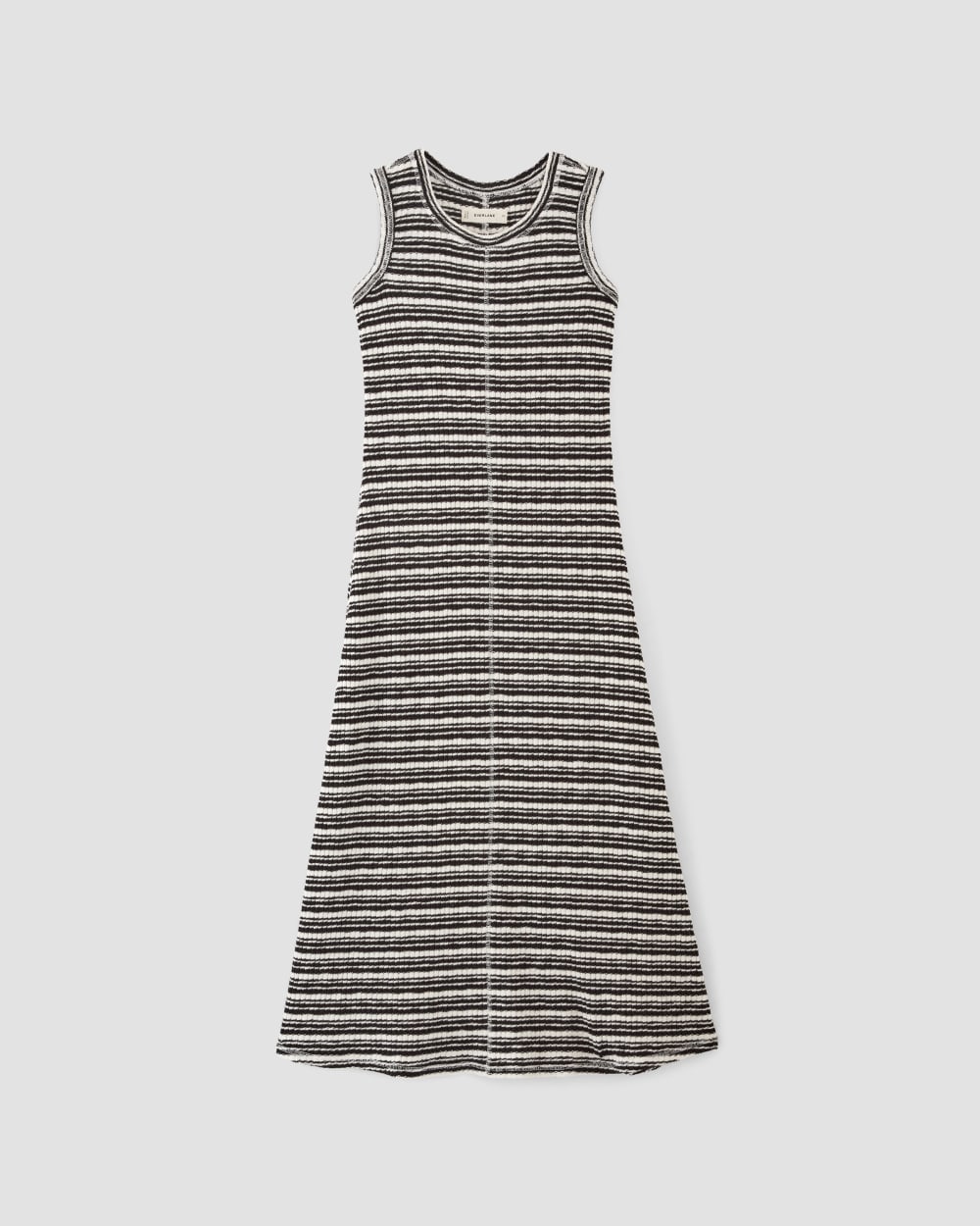 The Rib-Knit A-Line Tank Dress in Bone / Black — alternate view
