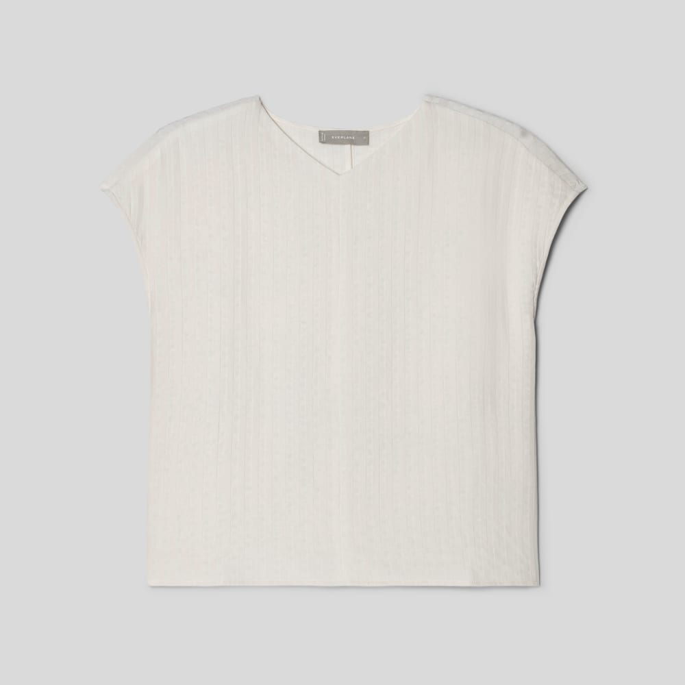 The City Stripe V-Neck Top in Bone — alternate view