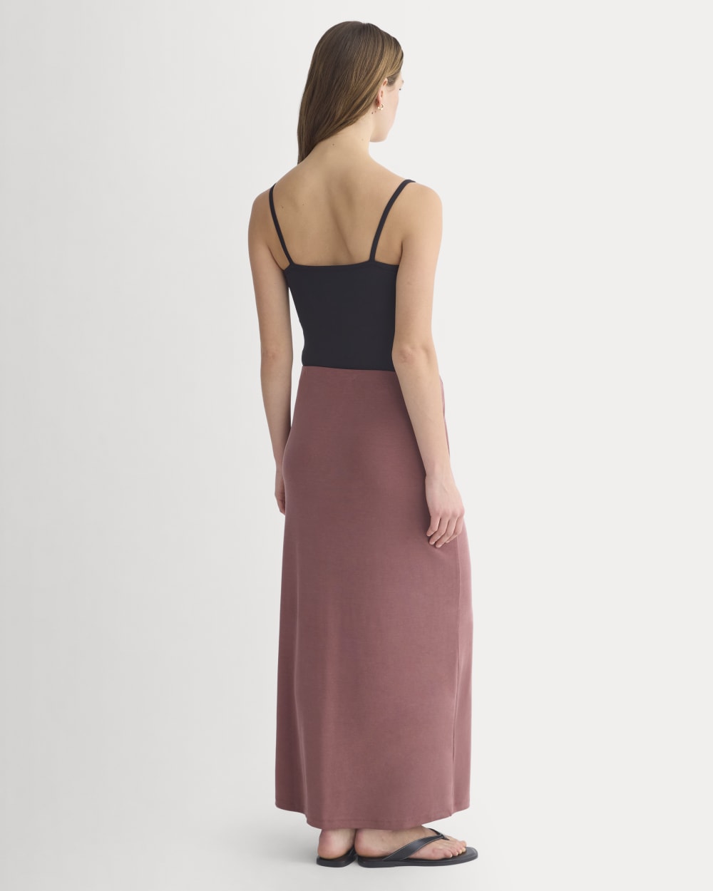 Maxi Skirt in Butterknit in Henna Red — detail view