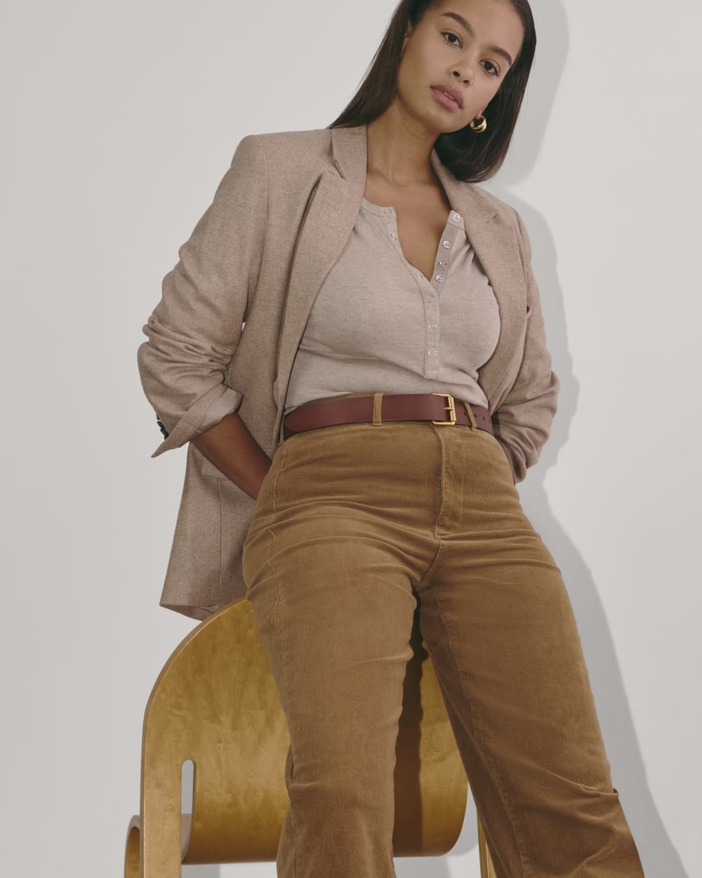 The Sailor Pant in Corduroy in Toasted Coconut — detail view