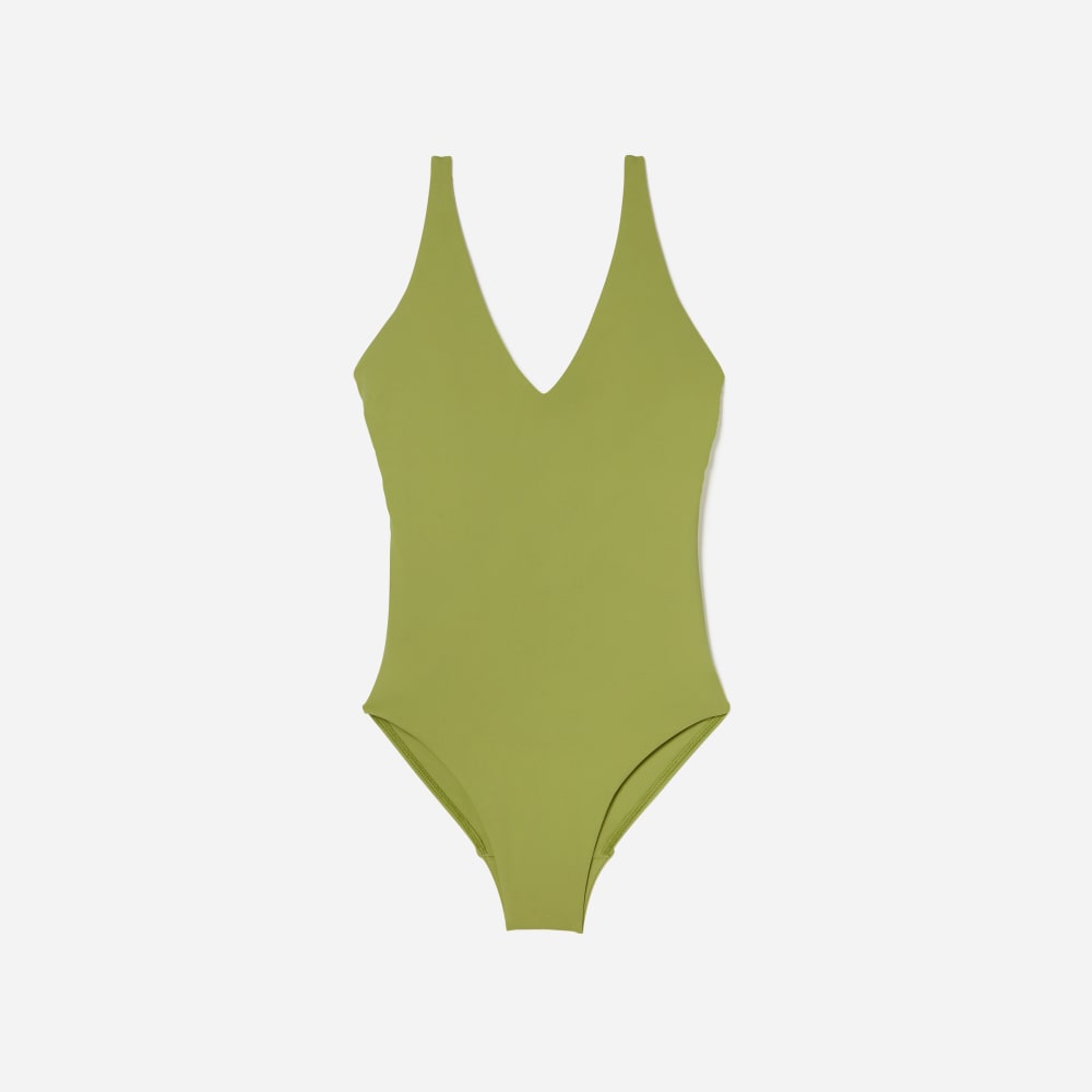 The V-Neck One-Piece in Pepper — front view