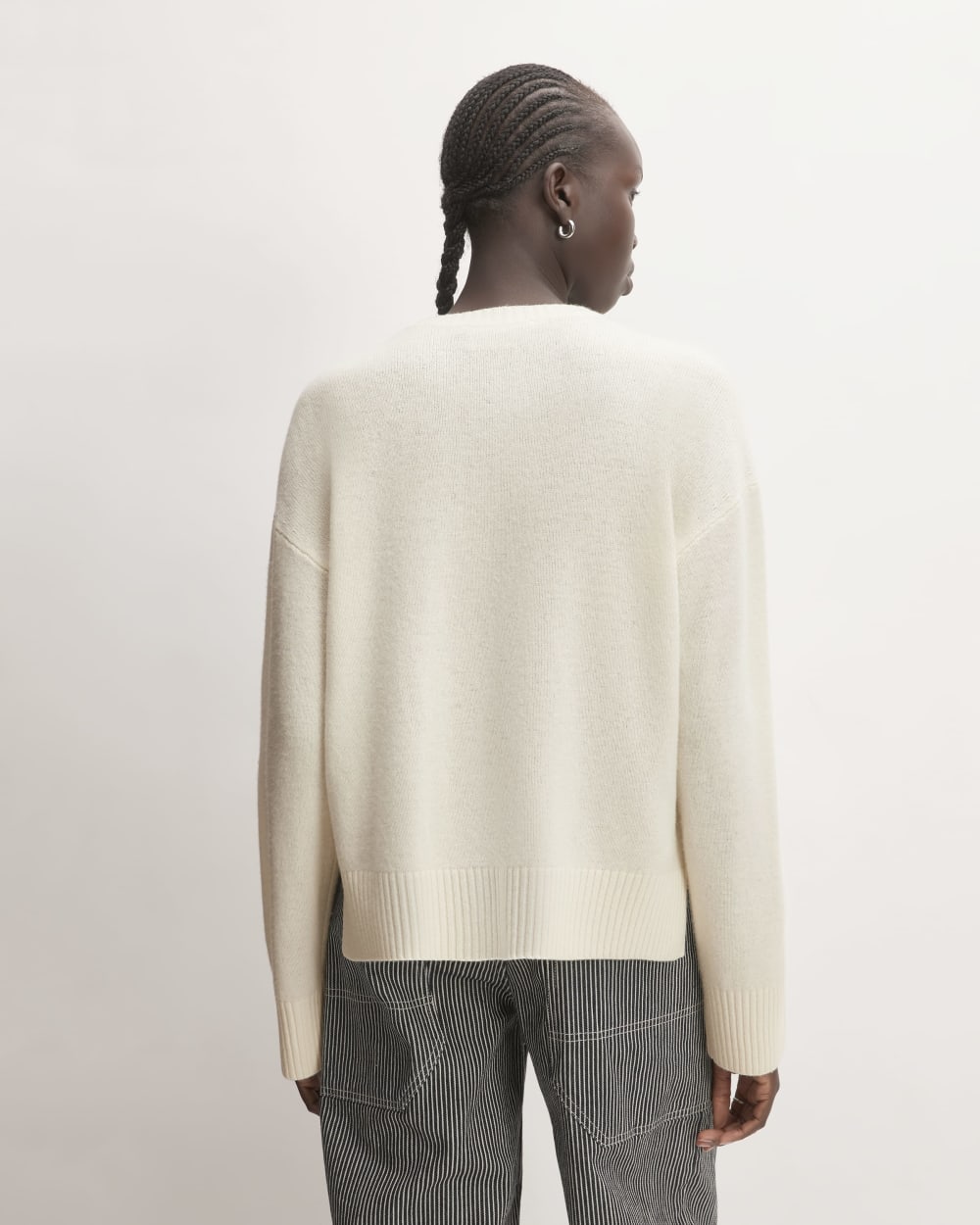 The Good Merino Wool Crewneck Sweater in Bone — detail view