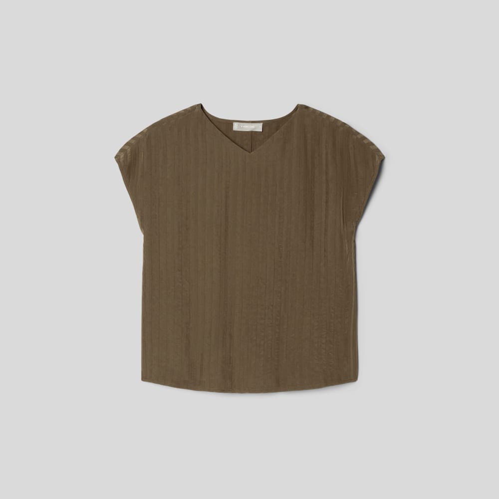 The City Stripe V-Neck Top in Beech — alternate view
