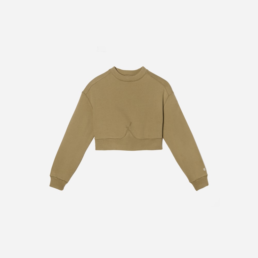 The Organic Cotton Cropped Crew in Fennel Seed — front view