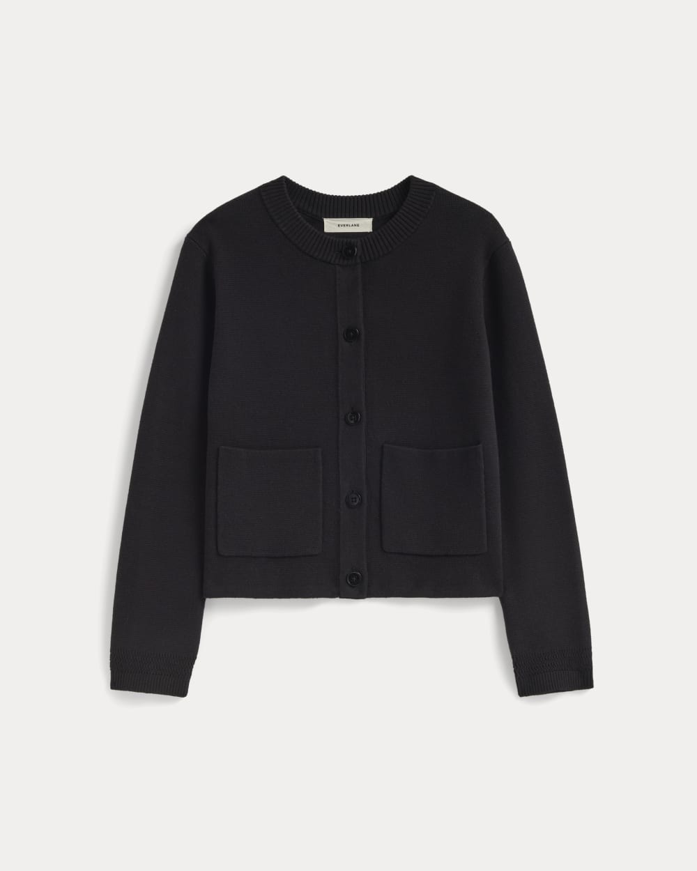 The Crew Cardigan in Everyday Cotton in Black — alternate view