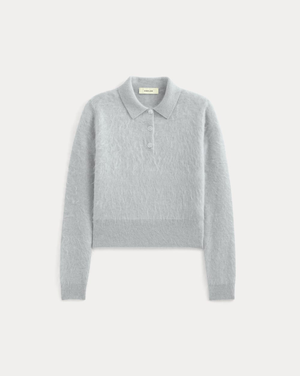 Lush Cashmere Cropped Polo Sweater in Sanderling Gray — alternate view