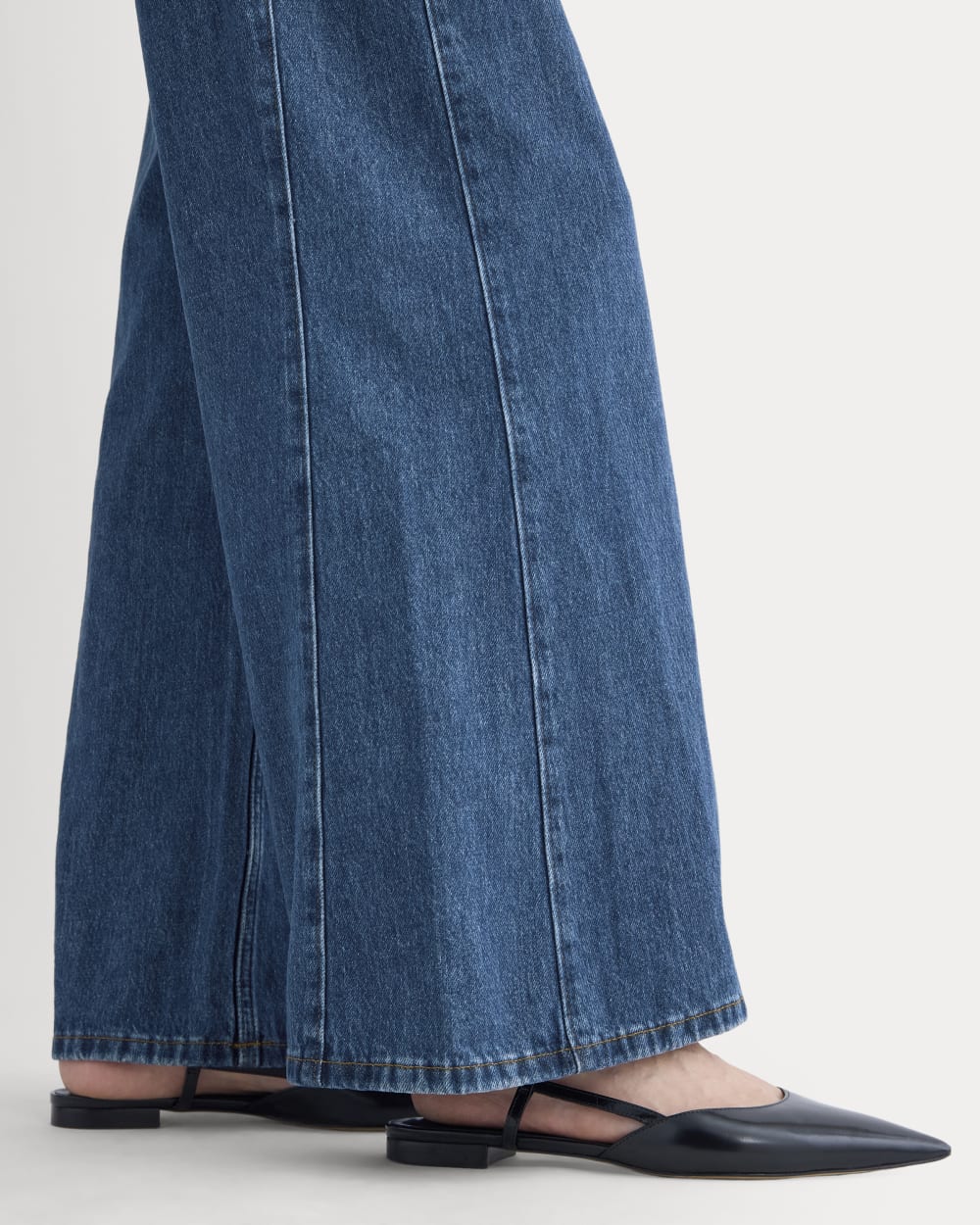 Paneled Ultra Wide-Leg Jean in Tungsten Blue Stone — detail view