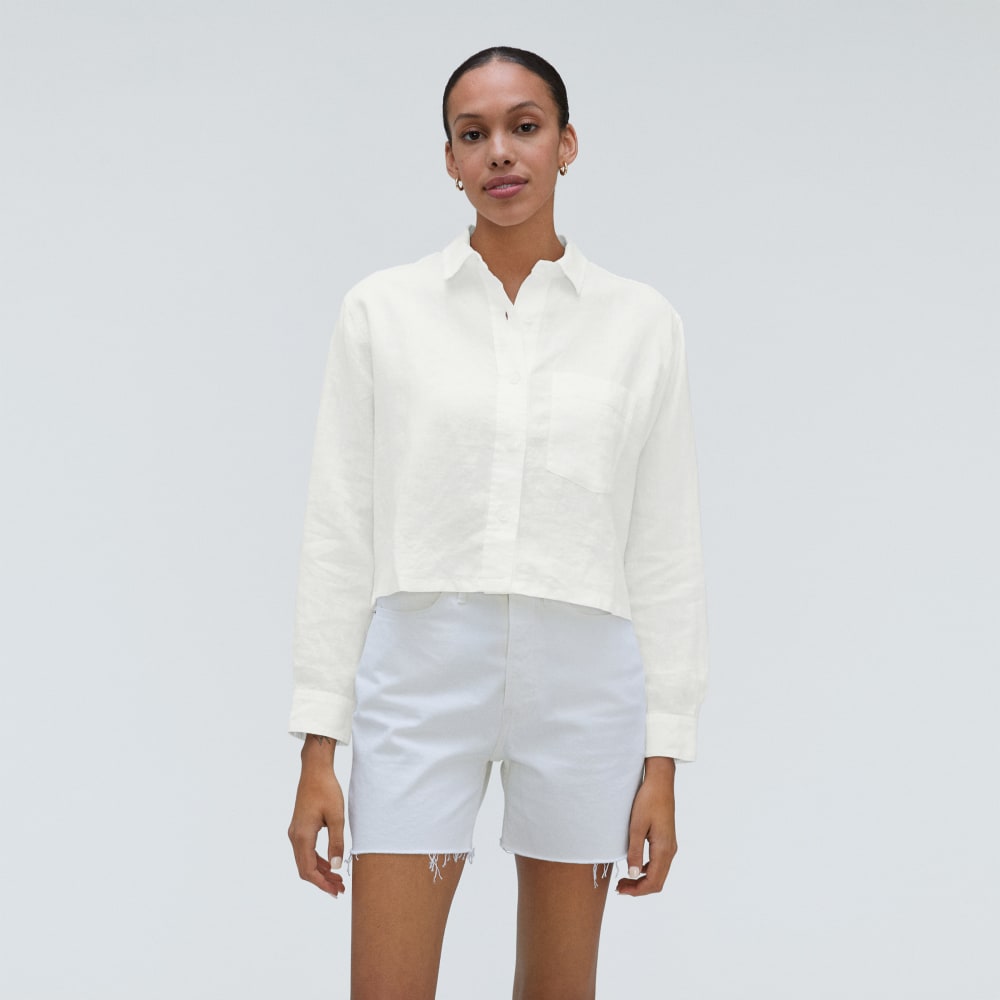 The Linen Way Short Shirt in White — alternate view
